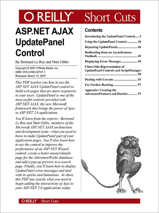 Title details for ASP.NET AJAX UpdatePanel Control by Bertrand Le Roy - Available